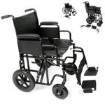 Bariatric Heavy Duty Attendant Propelled Transit Wheelchair with Extra Wide Seat