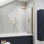 Bathroom Frameless Curved Hinged 180° Pivot Bath Shower Screen Brushed Brass