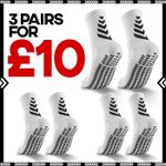PLYA | 3 x Pairs Of White Adults Football Grip Socks - Anti Slip ( UK 6-10 )