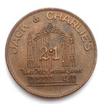 Jack & Charlie's 21 Club NYC Speakeasy Bronze Spinner Token 32mm, Rare. BB1