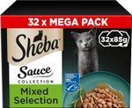 SHEBA Sauce Lover Cat Food Trays Mixed Collection 32 x 85 g