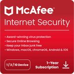McAfee Internet Security 2026 1, 3, 10 Device 1 or 2 Year Antivirus Auto Renewal
