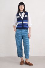 Seasalt Women's Regular Painted Forms Organic Cotton Tapered Trousers Ticking St