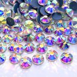 Crystal AB Hotfix Rhinestones Flat Back Glass Crystals Iron On Diamante Gems UK
