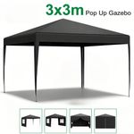 3x3M Heavy Duty Gazebo Marquee Pop UP Waterproof Garden Party Tent w/ Sides Grey