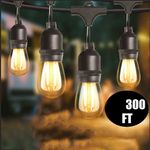 49FT-300FT Festoon Outdoor String Light Mains Powered S14 LED Bulbs Garden Light