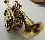 Brass Golden Finish Bb Mini Trumpet Pocket Decorative Mouthpiece Gift