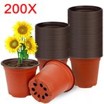 200Pcs Garden Plastic Plant Flower Pots Nursery Seedling Growing Pot Container