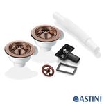 2x 90mm Antique Copper Waste & Overflow For Astini RAK, Rangemaster Ceramic Sink