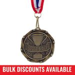 Sports Day Medal with FREE Ribbon and Certificate 45mm Metal Gold