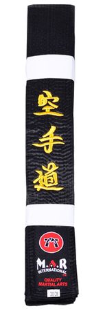 MAR Martial Arts Belt Karate Master's Black Belt Embroidered Belts (250-320cm)