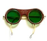 Vintage Steampunk Goggles Glasses Welding Industrial Willson Green Lenses 1920s