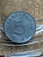 1940 B German 3rd Reich 5 Pfennig Coin Historical Artefact with Nazi symbol #032