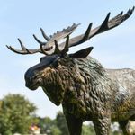 Deluxe Antique Gold "Mickey Moose" Cast Aluminium Moose Garden Sculpture