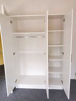 White 2 Door Mirrored Freestanding Wardrobe, Hanging Rail & 4 Shelves 180cm