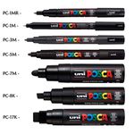 Uni Posca Paint Marker Pen Black Set of 7 PC-1MR | 1M | 3M | 5M | 7M | 8K | 17K