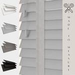MADE TO MEASURE FAUX WOOD 50MM VENETIAN BLINDS SLATS TAPE GREY WHITE