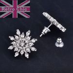CRYSTAL SNOWFLAKE STUDS 2cm big rhinestone diamond SILVER FASHION stud earrings