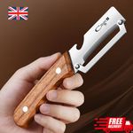 Premium Vegetable Peeler with Wooden Handle and Bottle Opener: 2-in-1 Tool UK