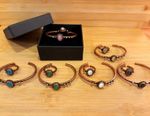Copper Bracelet and Ring Set with Stones, Copper Jewellery, Copper Cuff Bracelet