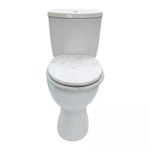 18" UNIVERSAL BATHROOM TOILET SEAT GREY MARBLE STONE CLOSE WC SEAT + FITTINGS