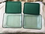 Vintage Green Pyrex Casserole/storage Dishes With Plastic Lids X 2