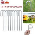 Heavy Duty 12" Galvanised Steel Ground Stakes J Shaped Tent Pegs Gazebo Peg UK