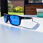 Oakley Holbrook OO9102 Rectangle Sunglasses Black Plastic Blue Mirrored 137mm