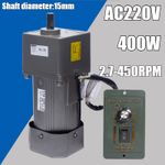 220V 400W 15MM Adjustable Speed Deceleration Gearbox Gear Reduction AC Motor New