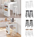 WOLTU 2x Bar Stools Kitchen Breakfast Pub Stools MDF Seat Bar Chairs Metal Legs