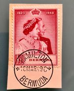 Bermuda 1948 KGVI Silver Wedding £1 VFU On Piece SG 126 Scott 154 HARIASTAMP 