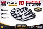 10PC EMBROIDERED BLACK & WHITE NIKE SWOOSH IRON- ON PATCH SIZE 3x1.5 inch