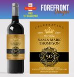 Personalised Wine bottle label 50th GOLDEN wedding anniversary/wedding gift