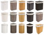 Bamboo Laundry Basket With Lids & Liner Foldable Washing Clothes Bin Hamper New