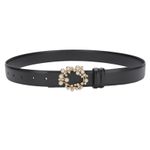 Ladies Durable Genuine Leather Design Pearl Buckle Fashion Waist Belt Adjustable