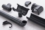 Black Plastic Half Round Guttering & Downspout Various Fittings Free Delivery
