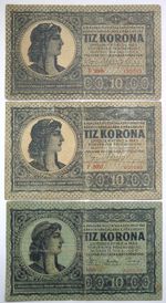 [R2886] Lot 3 x 10 Corona 1919 (2x 09.08.1919+1x 15.07.1919)