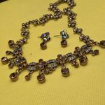 Brown Sparkly Crystal Necklace And Earring Set VGC