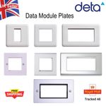 Deta Data Module Plates Vimark White Chrome Curved Screwless 50mm x 25mm Modules