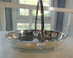 Vintage Silver Plated Art Deco Oval Basket 28 × 20cm