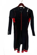 HUUB Men’s Long Sleeve Triathlon Tri Suit Size L Black Red Aero Skinsuit