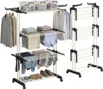 4 Tier Foldable Clothes Airer Dryer Rack Laundry Indoor Outdoor with Side Wings