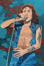 ACDC Bon Scott palette knife painting oil on canvas