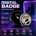 Electronic Badge Digital Smart EBadge LED Anime Pin HD Touchscreen Vid Playback