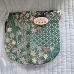 Japanese Cloth Pouch Kimono Fabric Chirimen Yuzen Green  kinchaku