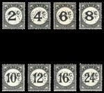 Trinidad & Tobago 1947 Postage Due SPECIMEN set (KGVI cert) MNH. SG D26s-D33s.