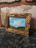 Sindy Barbie Size Original Painting Clouds Landscape Framed Miniature Diorama