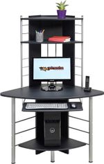 Compact Corner Computer Desk Workstation with Shelves for Home Office PC8g Black