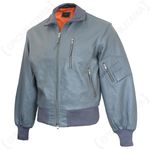 German Grey Leather Pilot Flight Jacket - Repro Military Flying Coat All Sizes