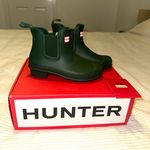 Hunter Green Rubber Chelsea Ankle Wellington Rain Boots Unisex Adults UK 3